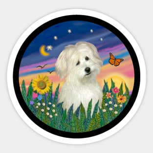 "Sunrise Garden" with a Coton de Tulear Sticker